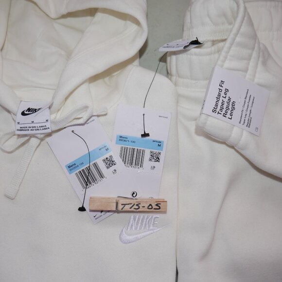Nike Club Fleece 2 Piece Sweatsuit Men's Ivory Tracksuit Outfit Gift Set NWT - Picture 12 of 13